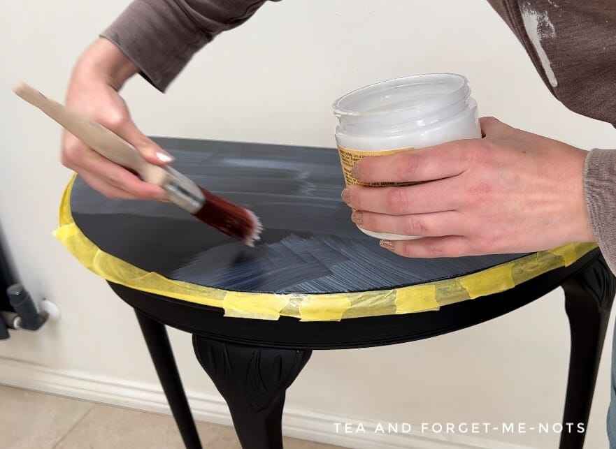 Applying clear coat to black painted table