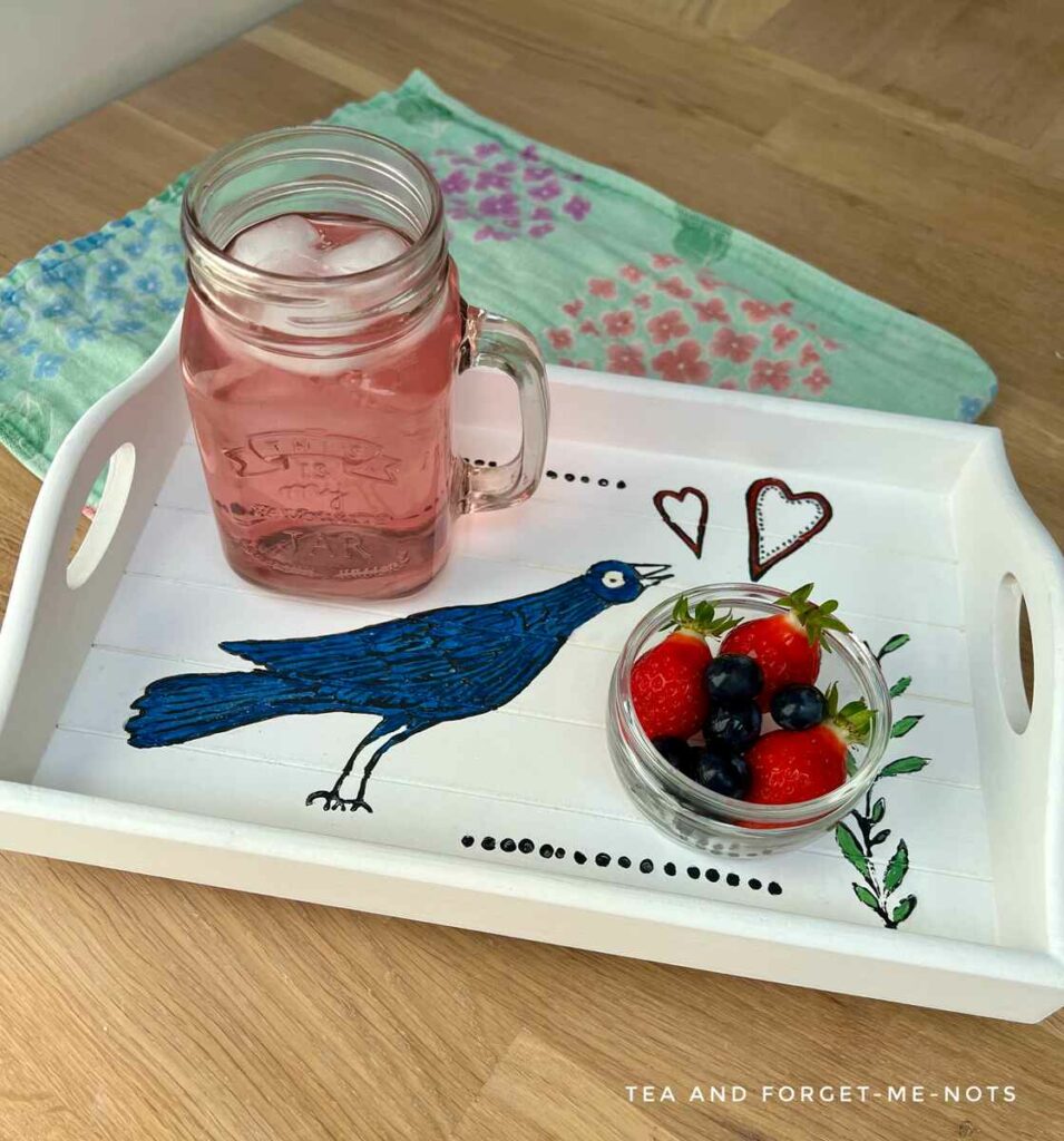 Breakfast tray table with stamp