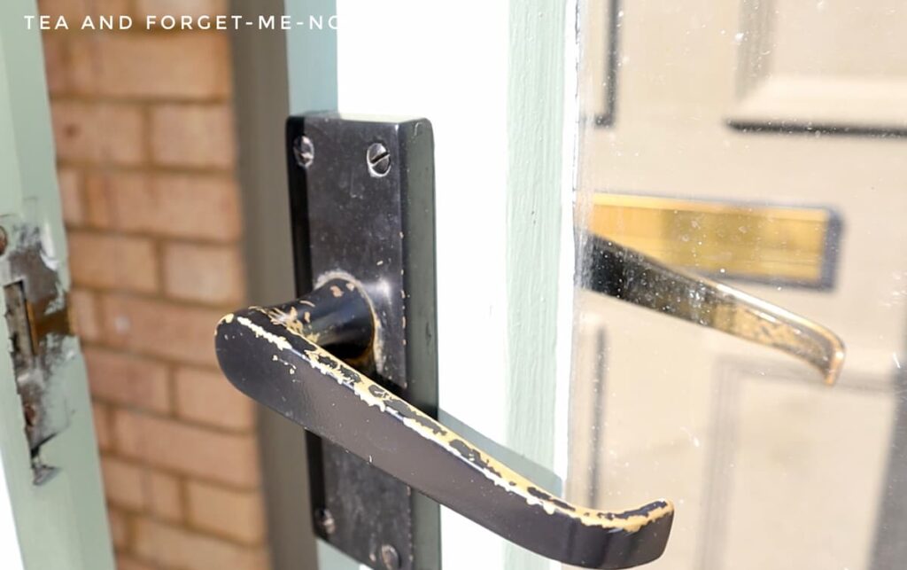 Chipped paint on door handles