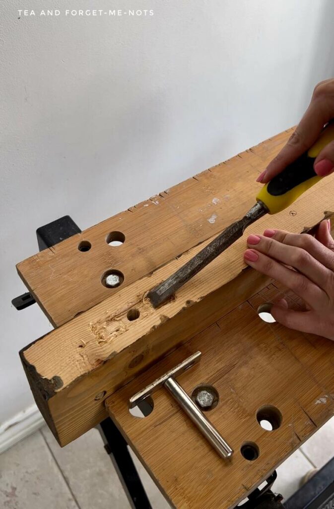 Chiselling out hole for shelf hardware
