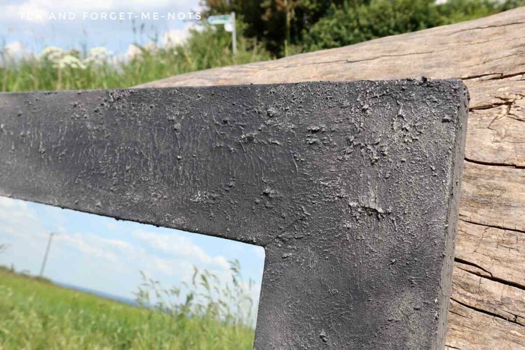 Close up of painted faux leather mirror