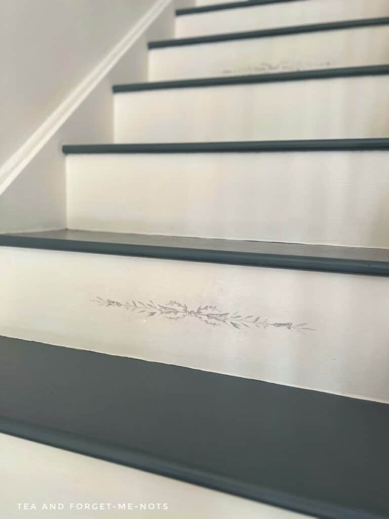 Close up paint inlay on stairs
