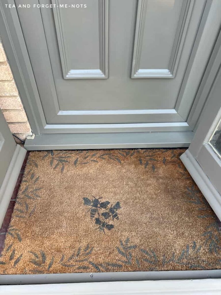 DIY front door mat painted with stencils