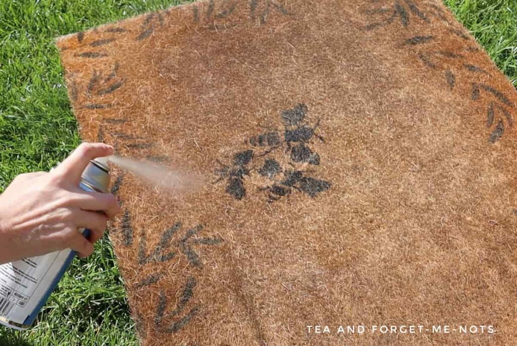 DIY front door mat sealed with spray