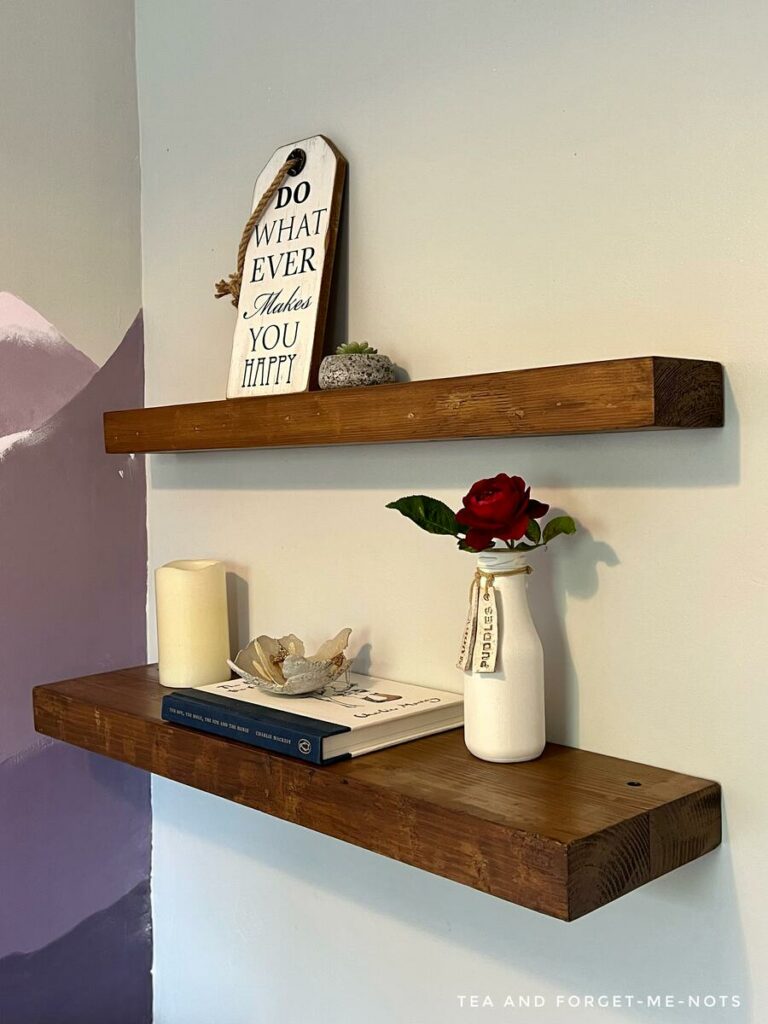 DIY wooden floating shelves