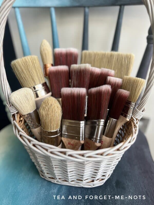 Different shaped paint and wax brushes