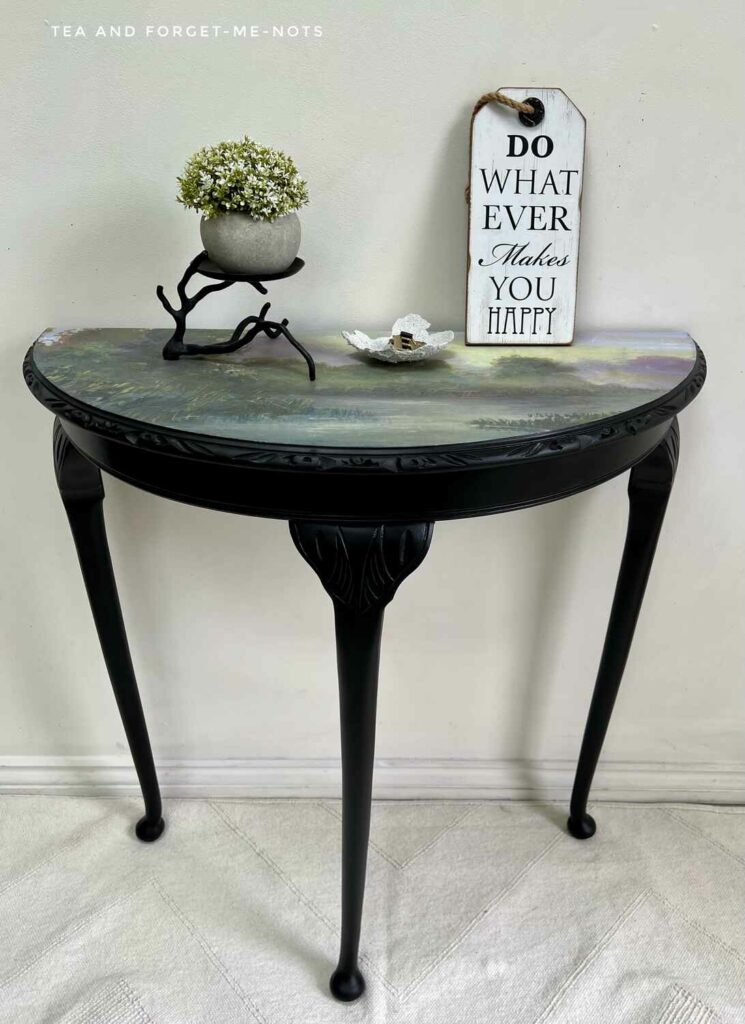 Final black painted half moon table