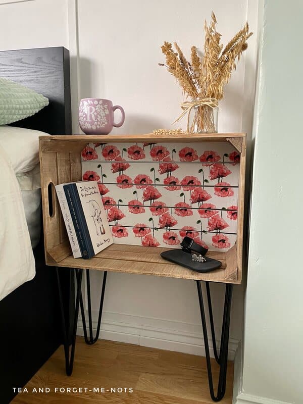 Final diy crate as bedside table