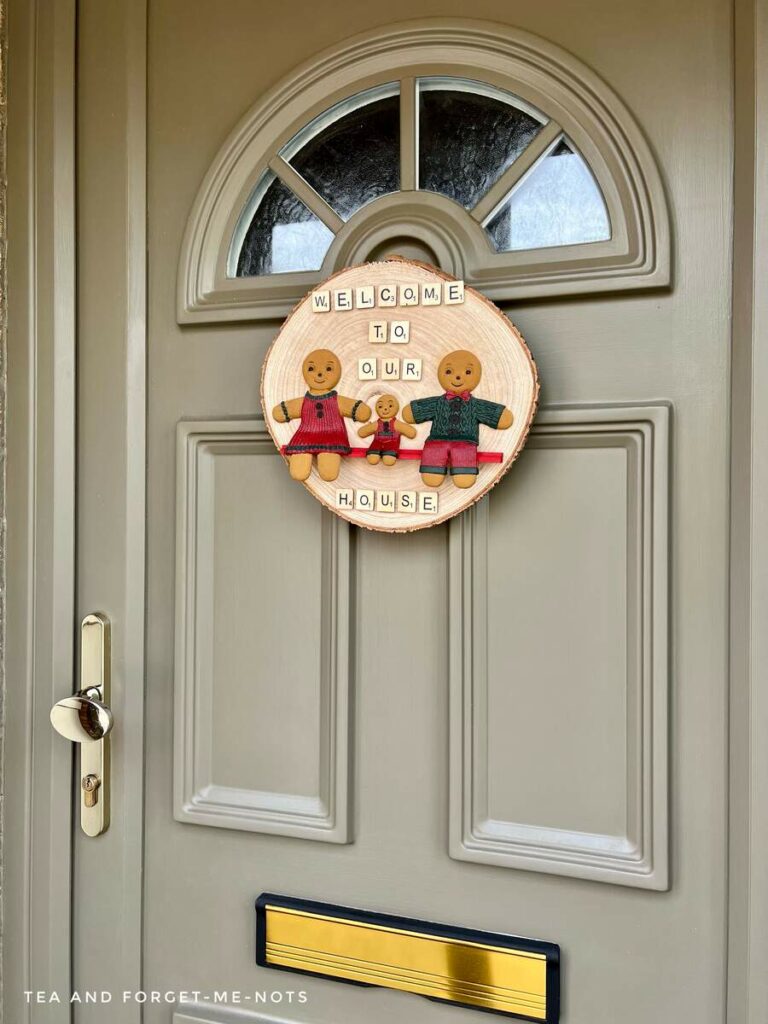 Gingerbread handmade Christmas sign for porch door