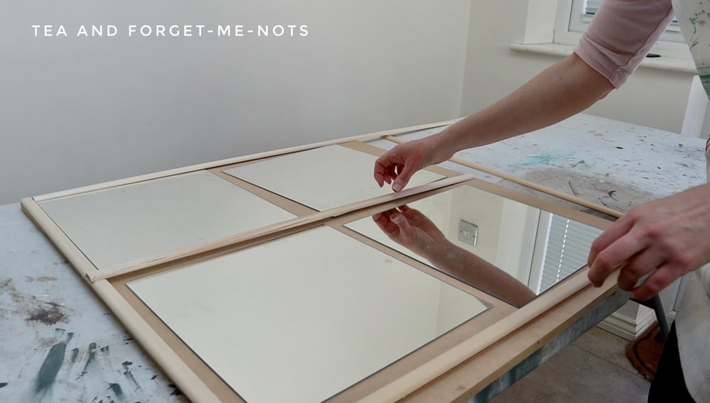 Laying out the wood mirror frame