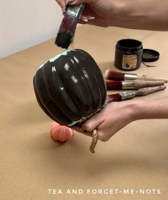 Painting non metal pumpkin with chalk paint