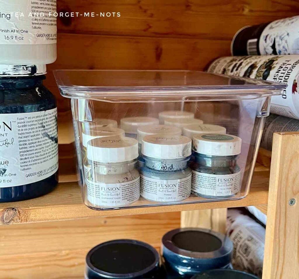 Store smaller paint supplies in a clear container