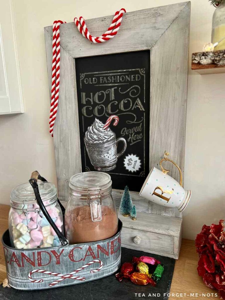 hot chocolate station with decor transfer