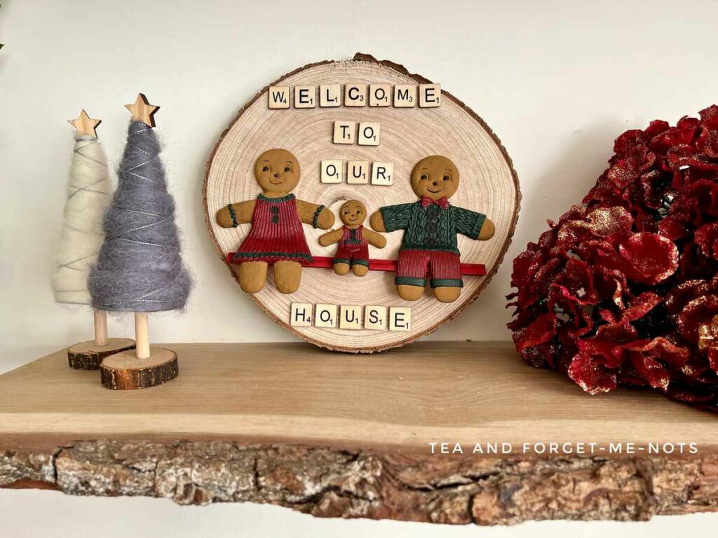 handmade christmas sign with gingerbread mold
