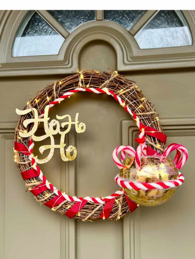 diy candy cane wreath pin