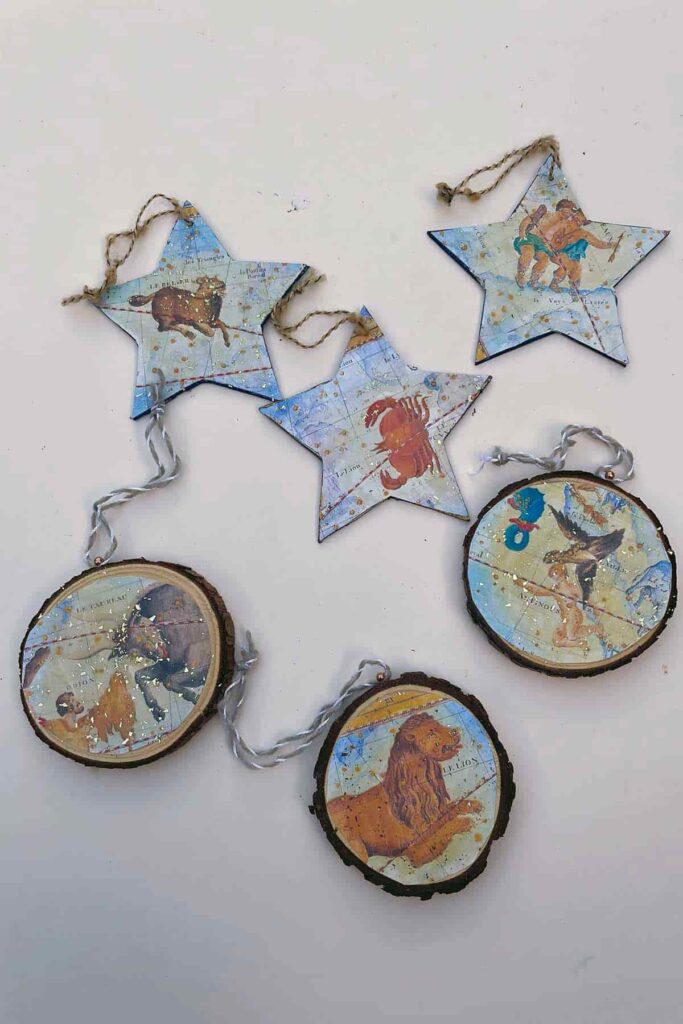decoupaged-star-and-woodslice-zodiac-ornaments