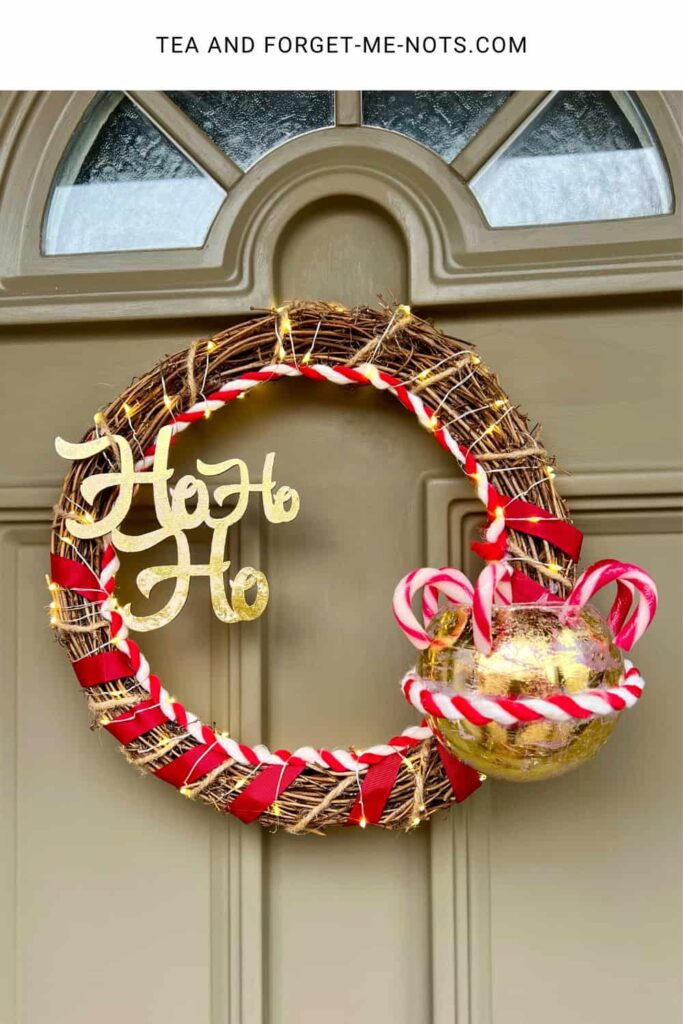 diy candy cane wreath pin