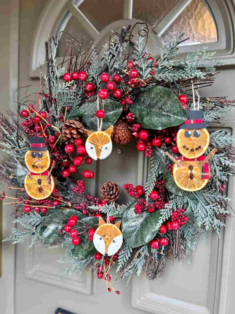 fox and snowman orange slice decorations