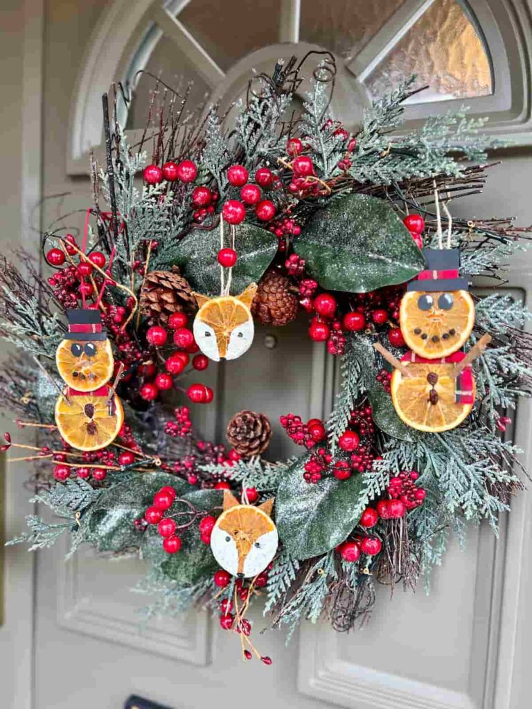 fox and snowman orange slice decorations