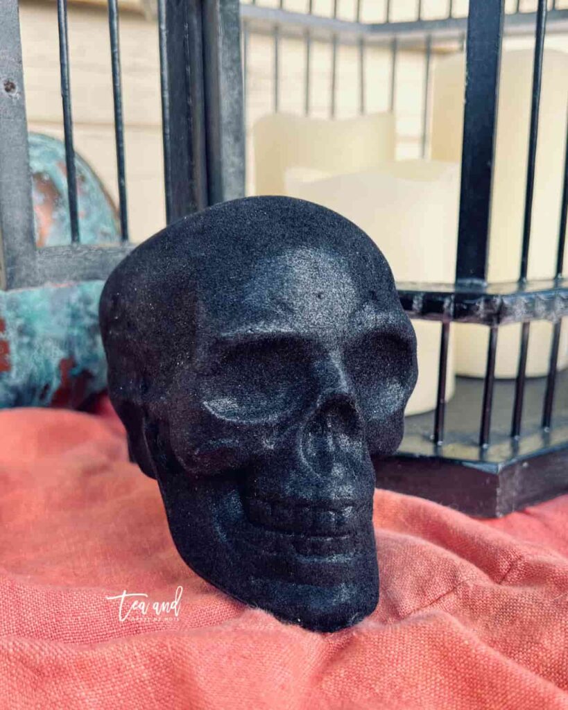 halloween skull coated with velvet touch