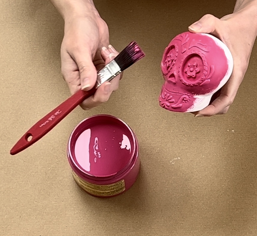 painting day of the dead skull pink