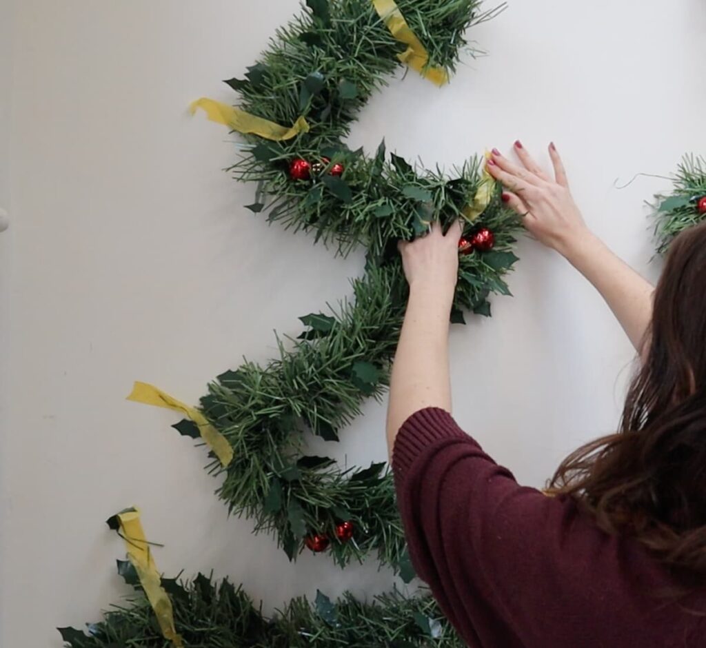 prep layout of christmas tree with painters tape