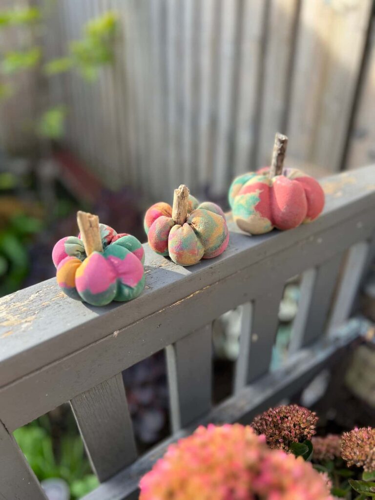 rainbow concrete pumpkin diy