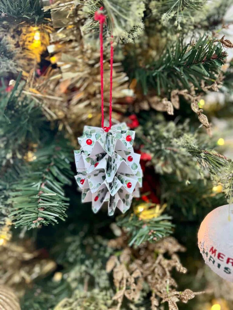 scrapbook paper ornament with gem decoration