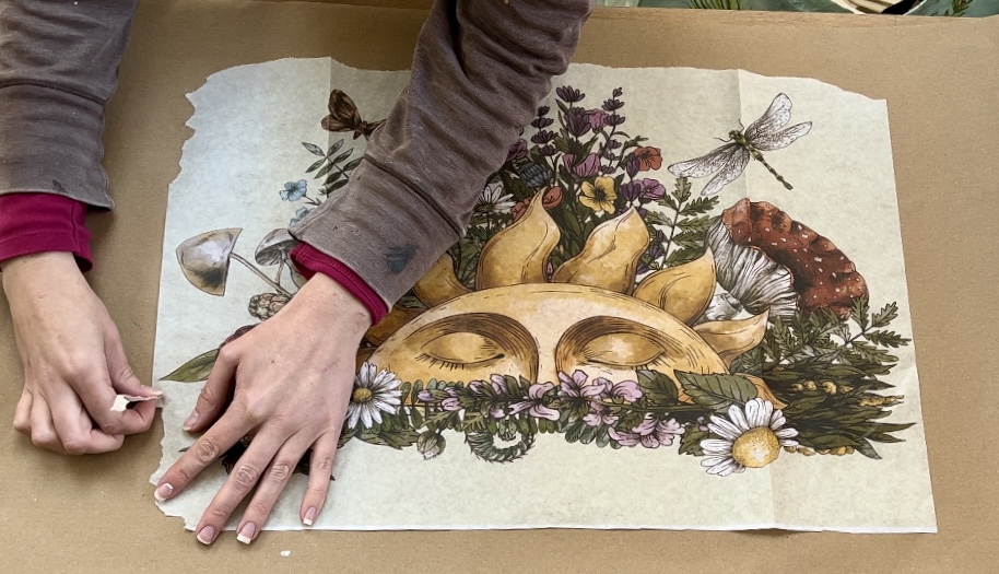 tearing edges of decoupage paper