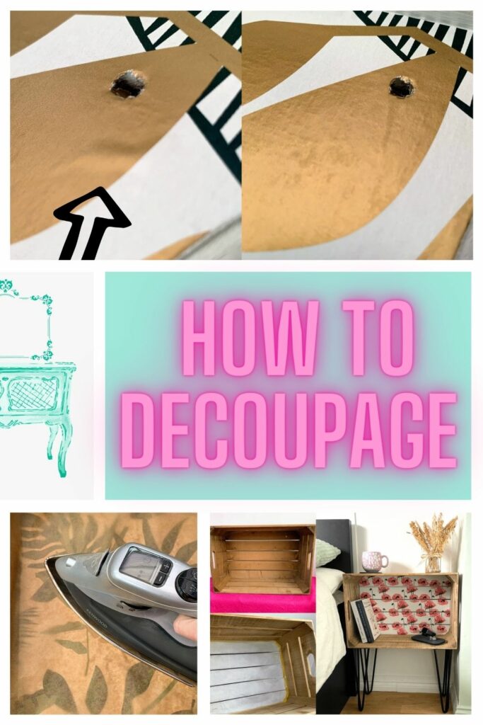 Pinterest pin - how to decoupage wood furniture 