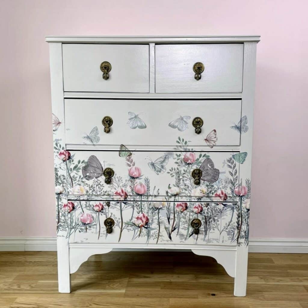Finished floral chest of drawers