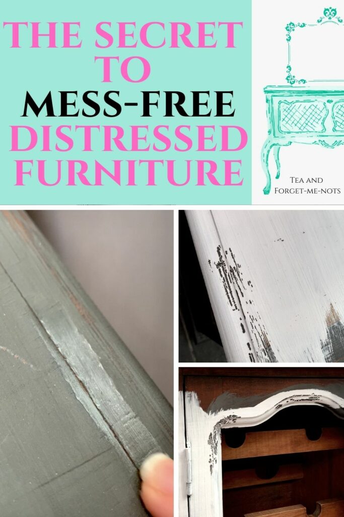 Mess-free distressed furniture Pinterest collage