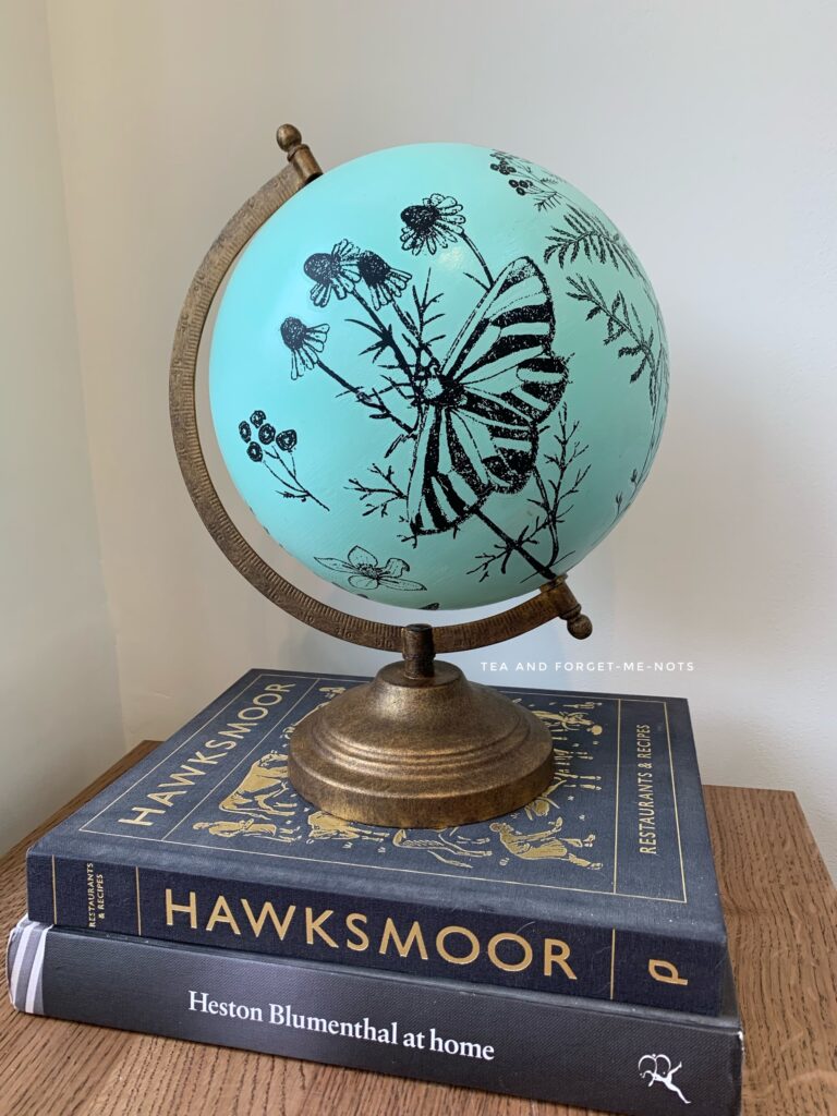 final upcycled globe with furniture transfer
