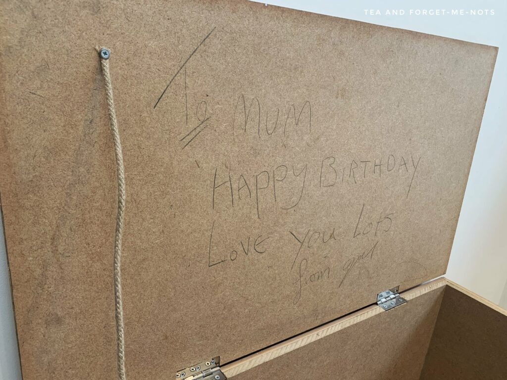 mdf box with happy birthday message on lid.