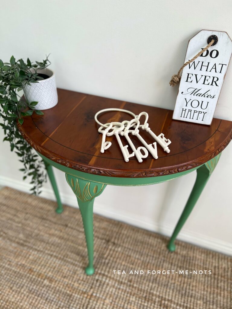 Half moon table makeover