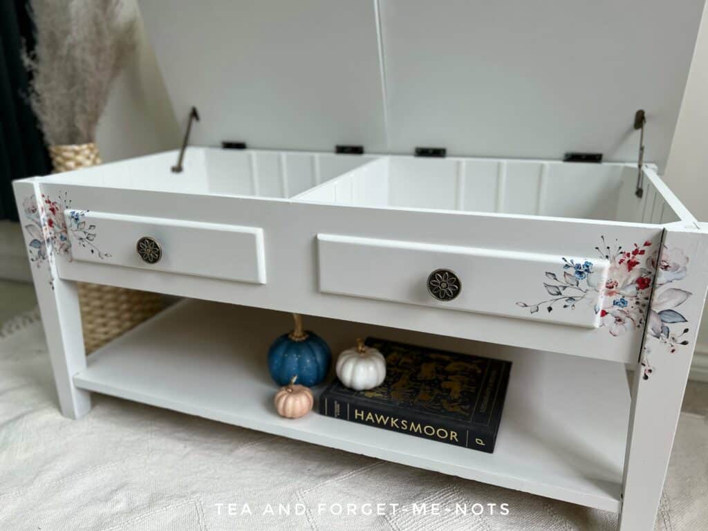 Chalk Painted coffee table with furniture transfer