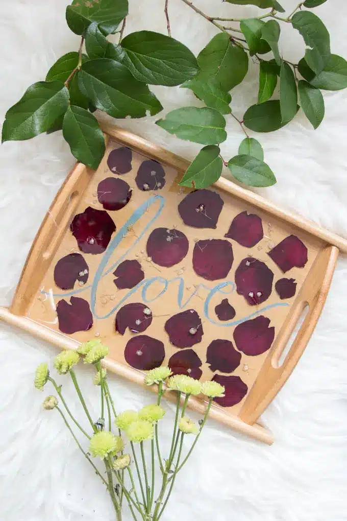 Pressed rose petals serving tray