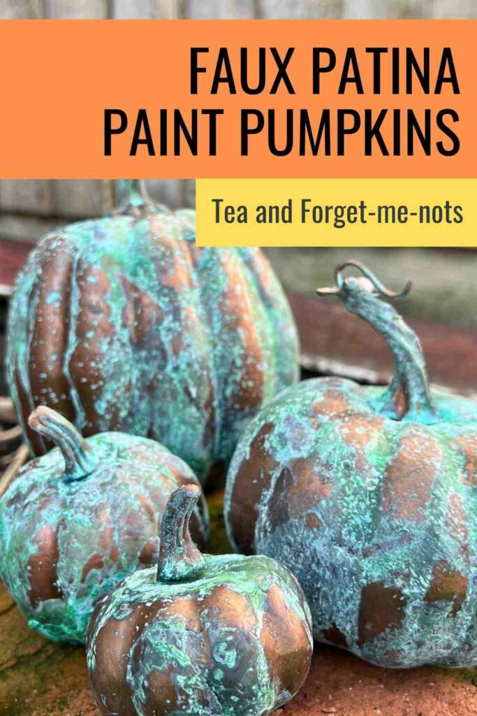faux patina paint pumpkins pin 