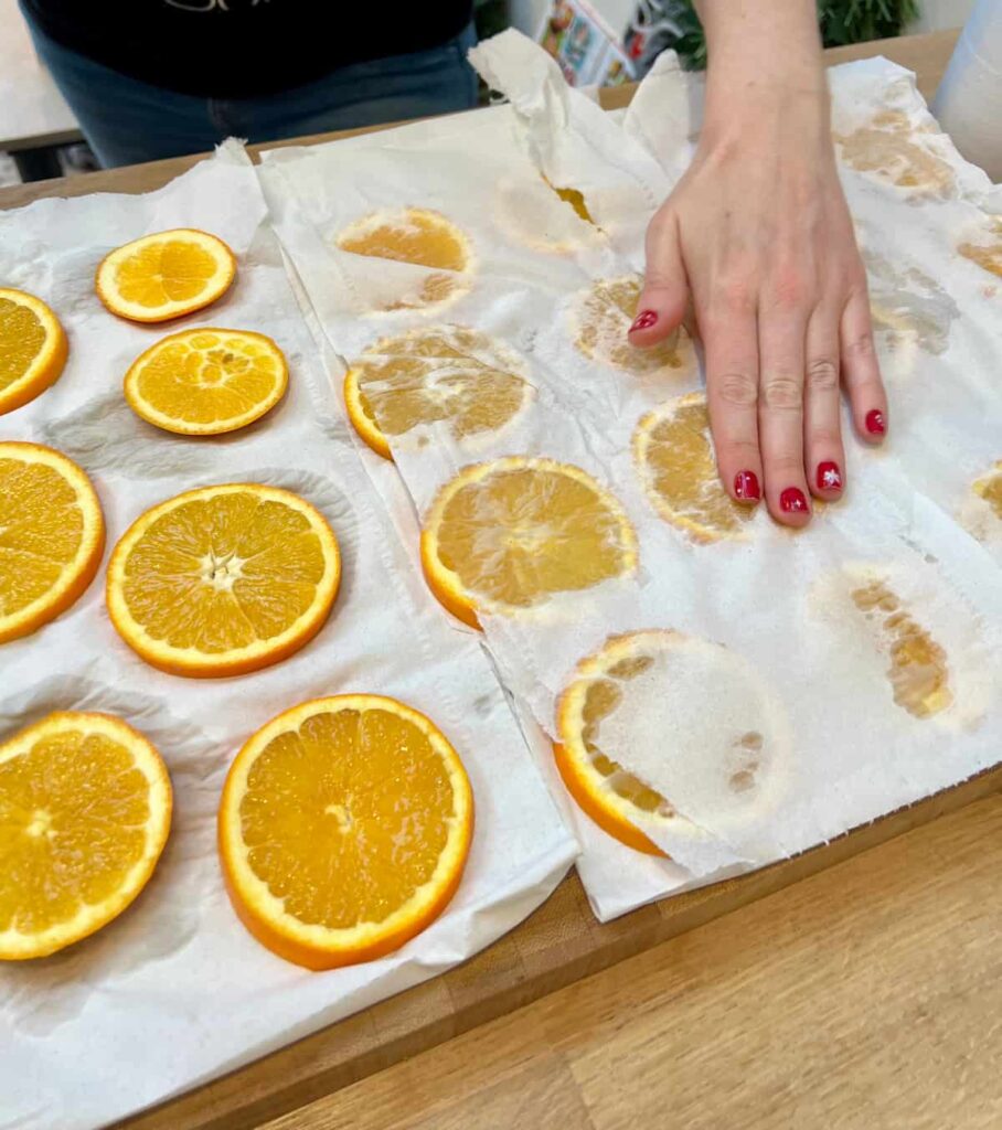 removing moisture from oranges before dehydrating