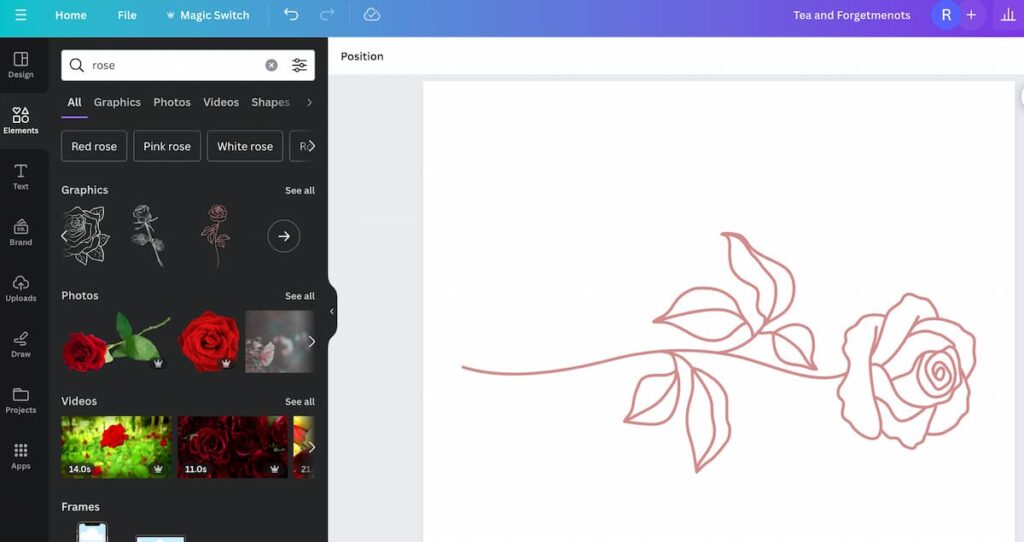 rose drawing from Canva.