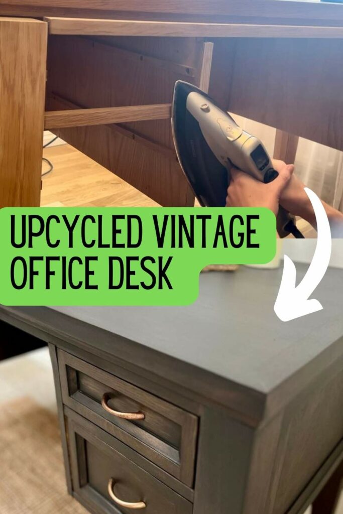 upcycled office desk pin image.