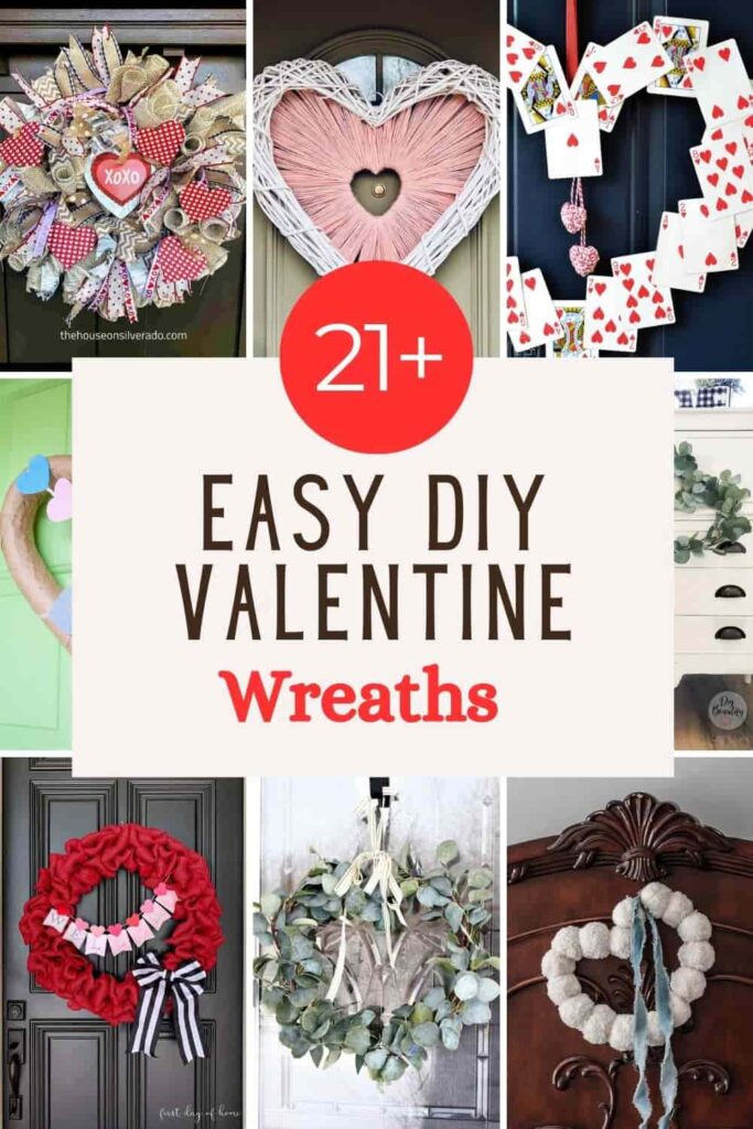 image shows collage of valentine's wreaths.