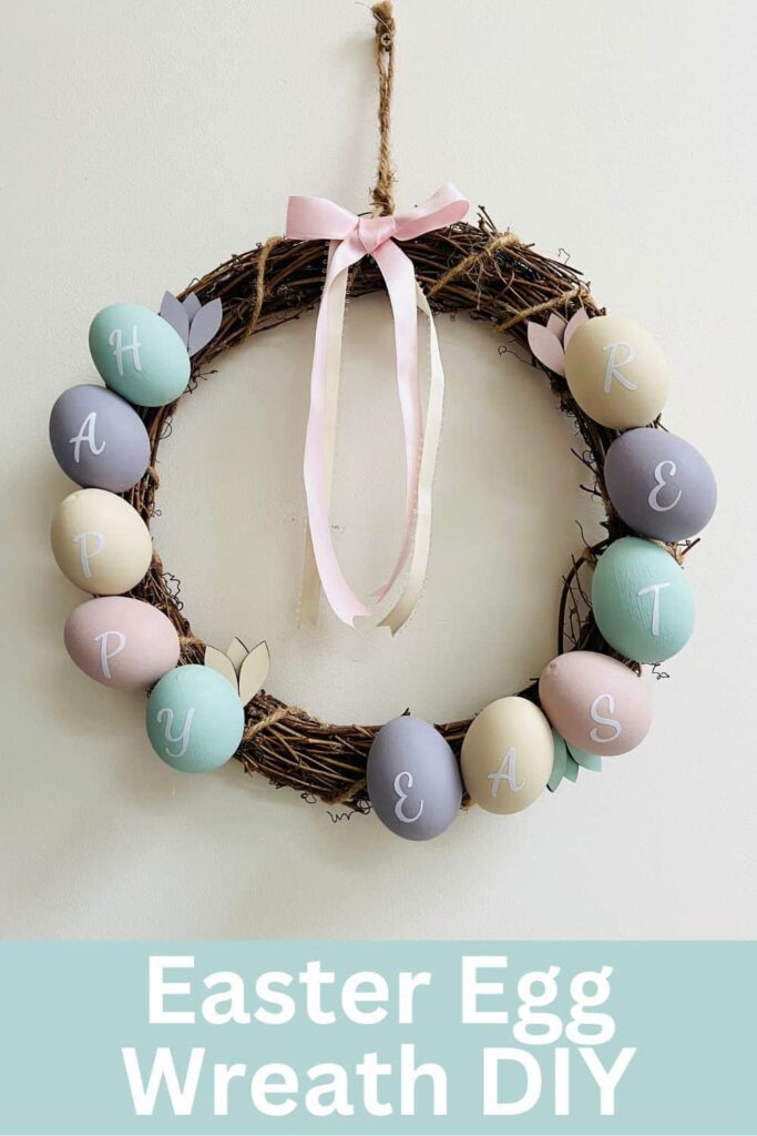 image shows easter egg wreath pinterest pin.