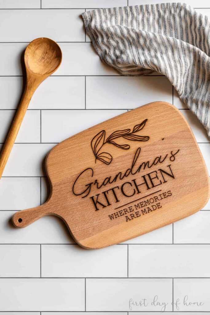 image shows chopping board for grandma's kitchen.