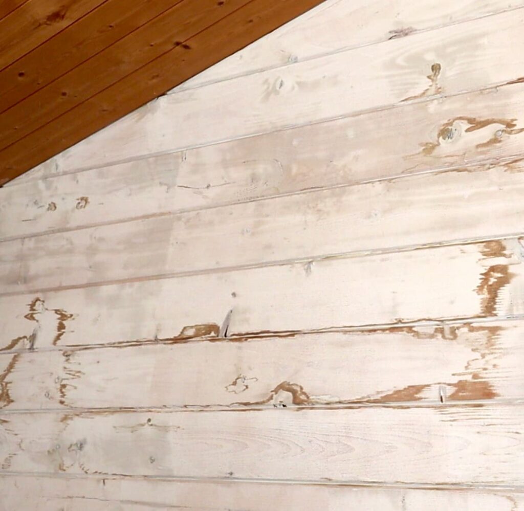 image shows water stains showing through white paint.