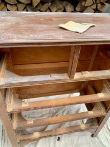 Sanding down the whole chest of drawers