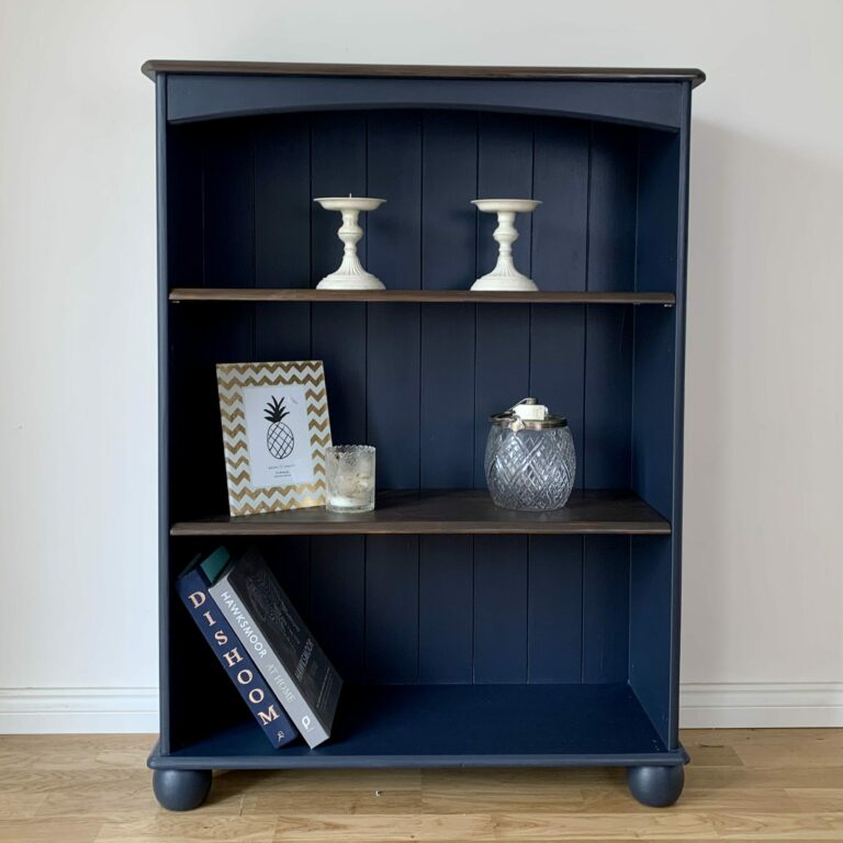 Navy blue transformation of a free bookshelf