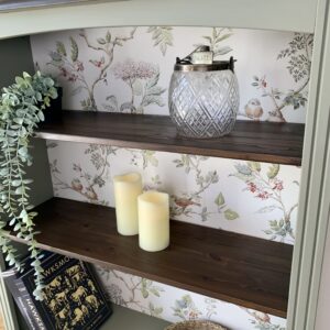 closeup of the finished boring bookshelf makeover