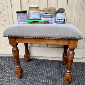 The footstool before painting and wax - black wax on furniture 