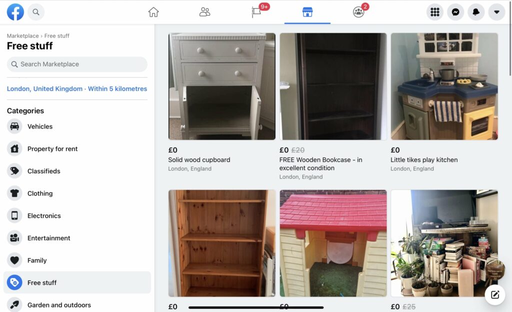 How to find free furniture using the ‘free stuff’ category on the menu bar